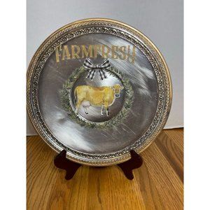 A Flipped Silver-Plated, Reed & Barton tray with /Transfers & Gold Detail